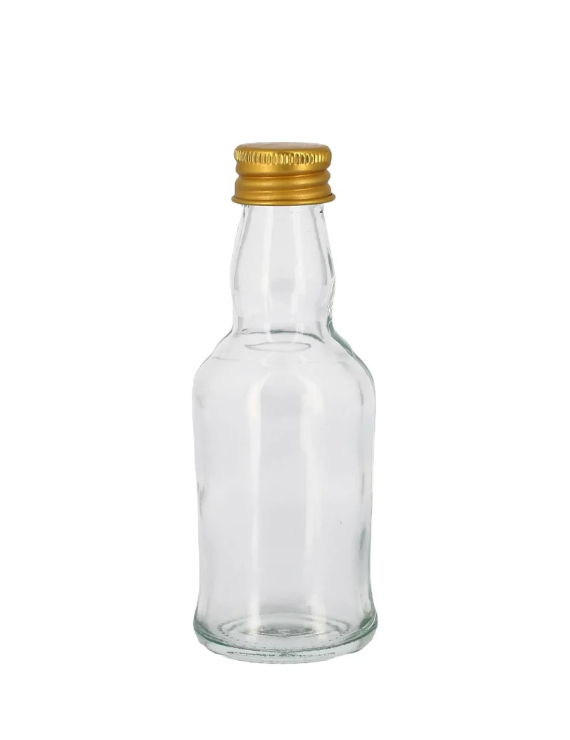 Transparente Glasflasche mit goldenem Metallverschluss 50ml