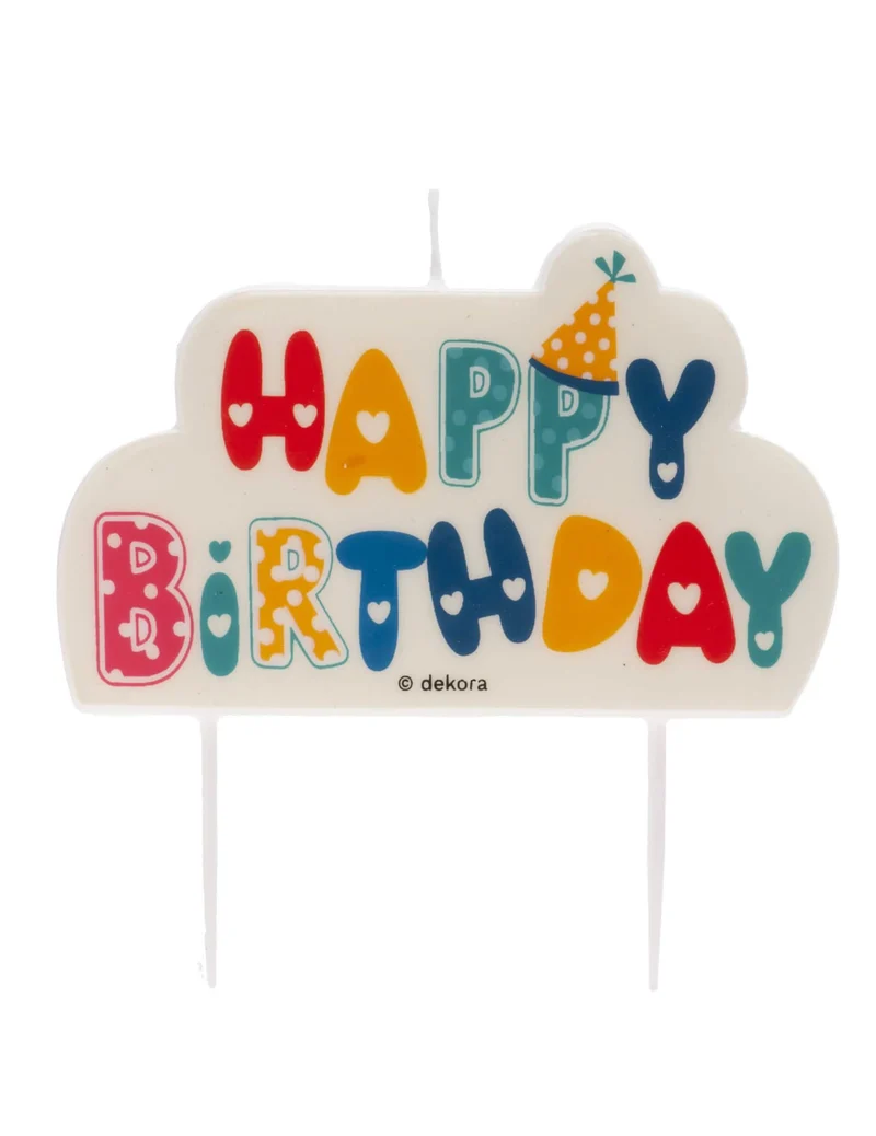 Festliche Happy Birthday Kerze 10 x 6 cm für Kuchen