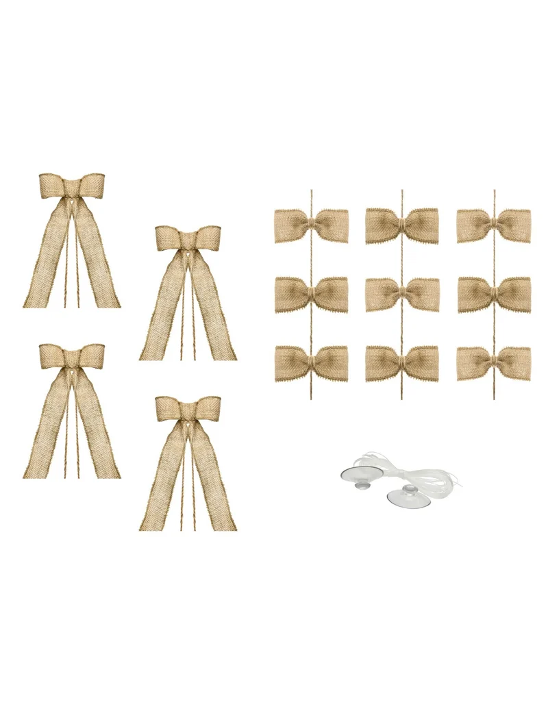 6-teiliges Jute-Autodekorations-Set für böhmische Hochzeit