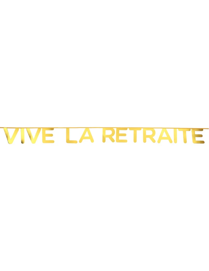 Gold-metallische "Vive la Retraite" Banner 2,5 m für Partydekoration
