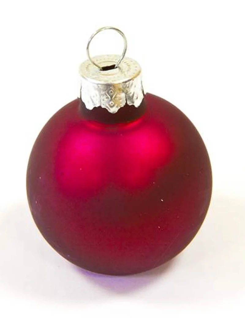 2 rote 4 cm Weihnachtsbaumkugel-Tischkartenhalter mit Namensring