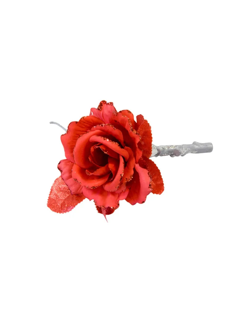 Rote künstliche Rose auf 15 cm Stiel für Hochzeitsdekoration