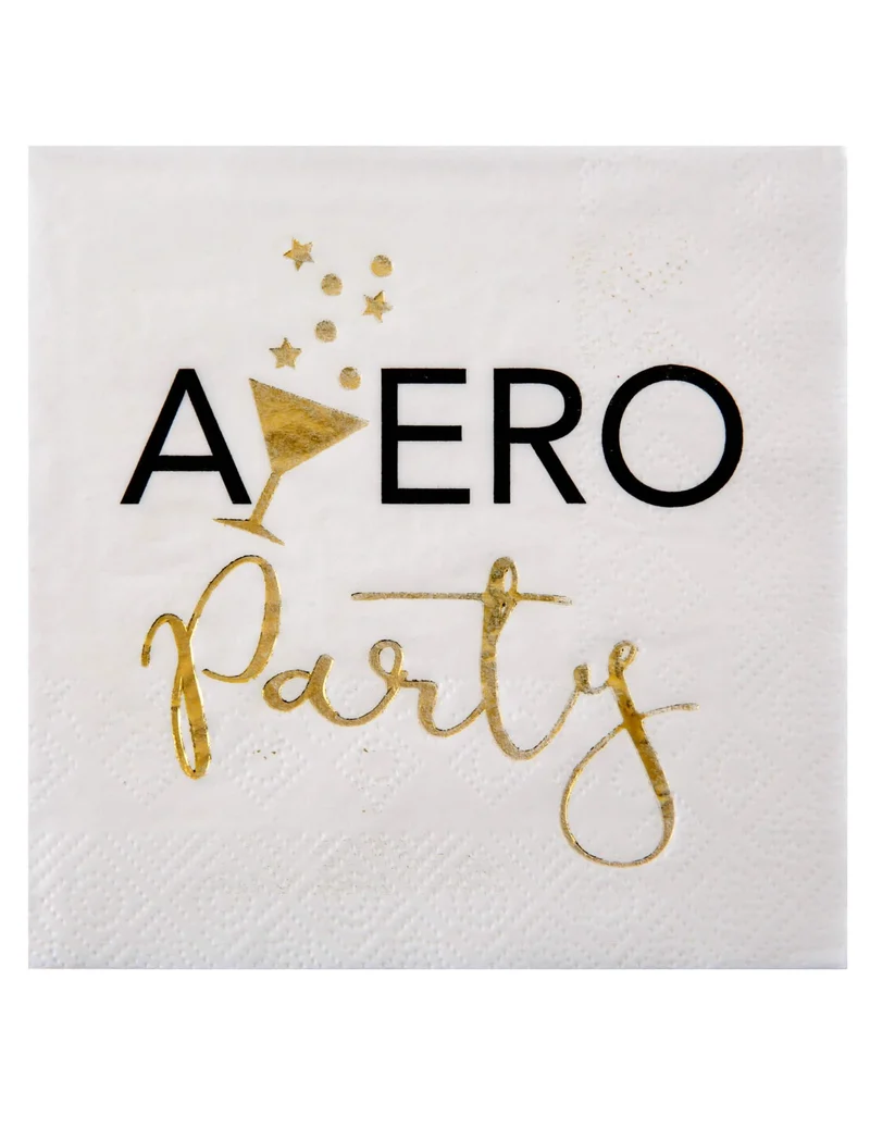 20 kleine Party-Servietten aus Papier Apero Party weiß und gold 25 x 25 cm Tischdeko