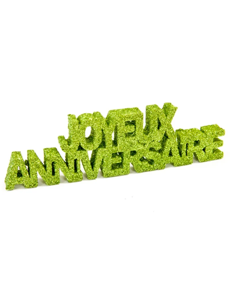 Tischdekoration Alles Gute zum Geburtstag pailletten grün aus Polystyrol 12 x 3,8 x 0,8 cm