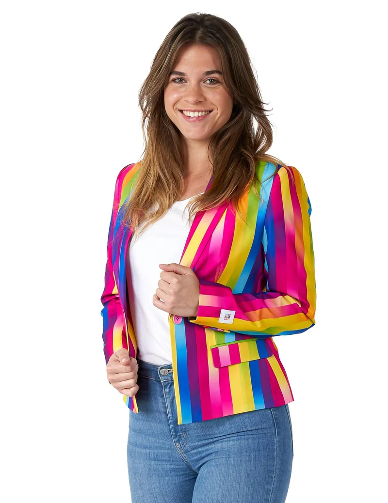 Suitmeister™ Damen-Blazerjacke in Regenbogen-Optik