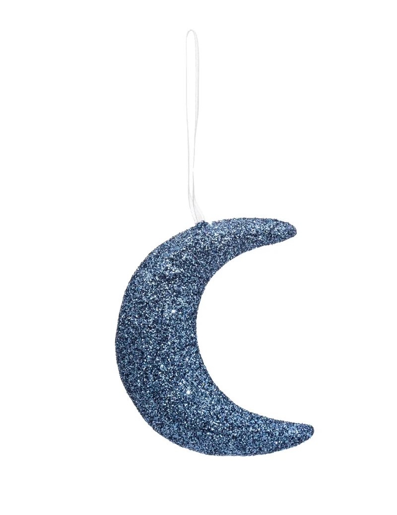Glitzernder blauer Mond-Anhänger 9,5 cm Polarthema