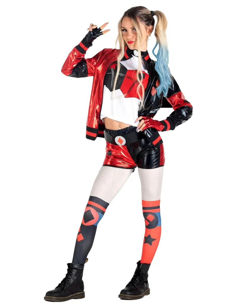 Harley Quinn™-Mädchenkostüm Antiheldin rot-schwarz-weiss