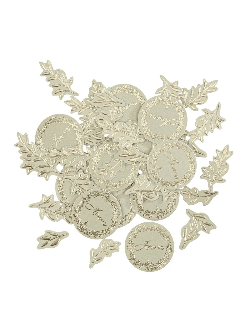 100 Konfetti aus Salbeigrünem und Goldpapier, Forever-Blätter