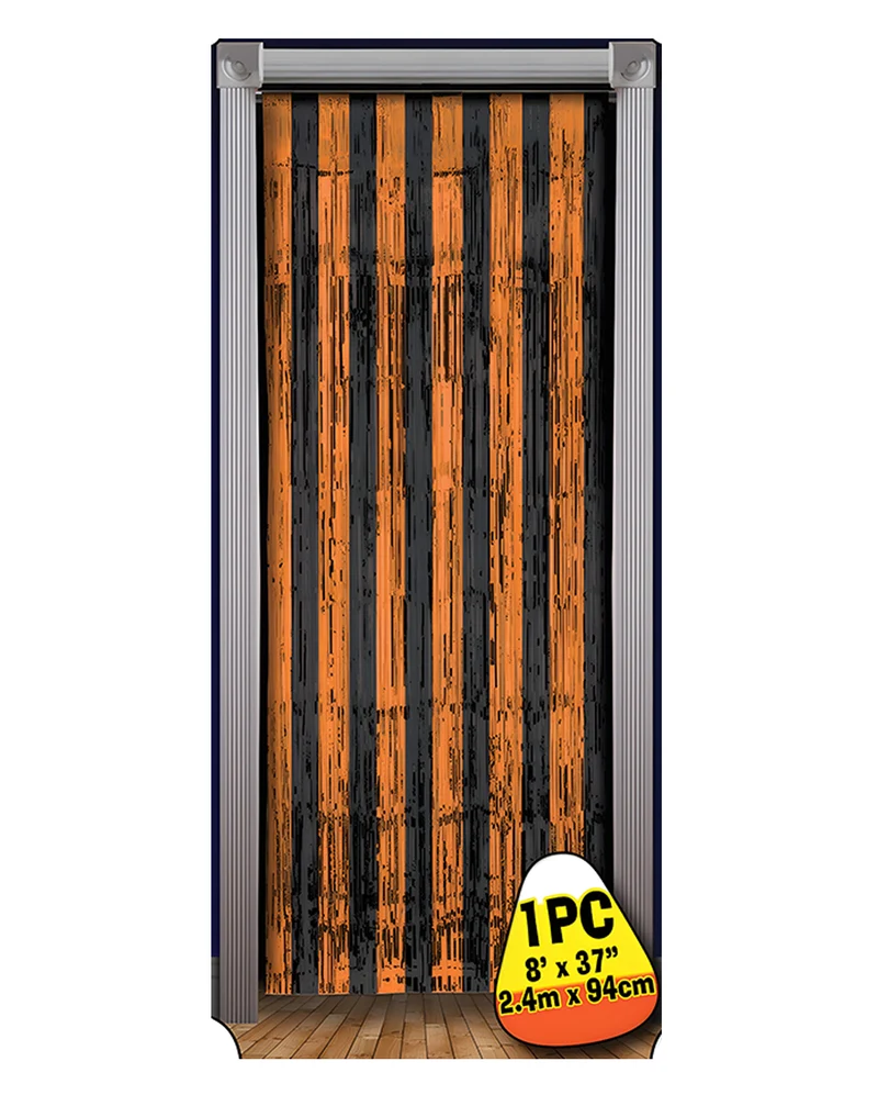 Fransen Tür Vorhang Orange - Schwarz Metallic