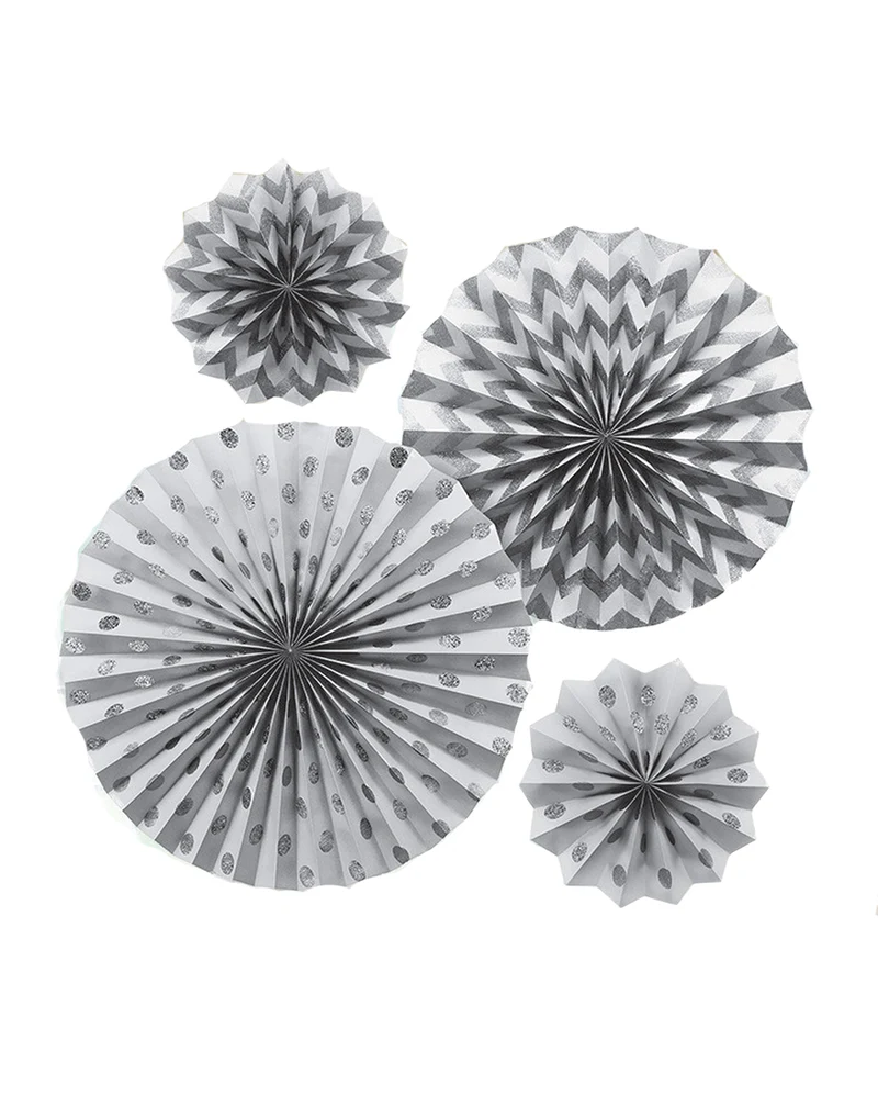 Silbernes Fächer-Deko Set