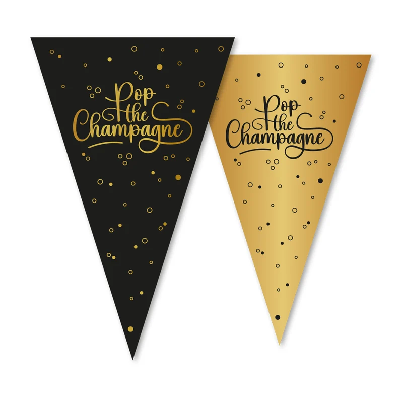 Pop The Champagne Girlande Schwarz Gold 10m