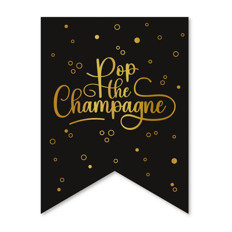 Pop The Champagne Girlande Schwarz Gold 6m