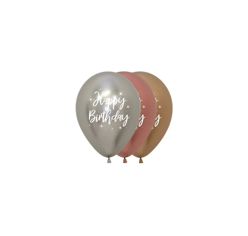 Happy Birthday Ballons Bunt Metallic 12cm 50Stk