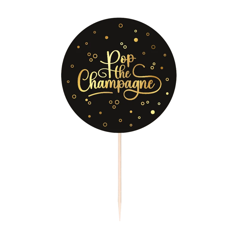 Pop The Champagne Cocktail Picks Schwarz Gold