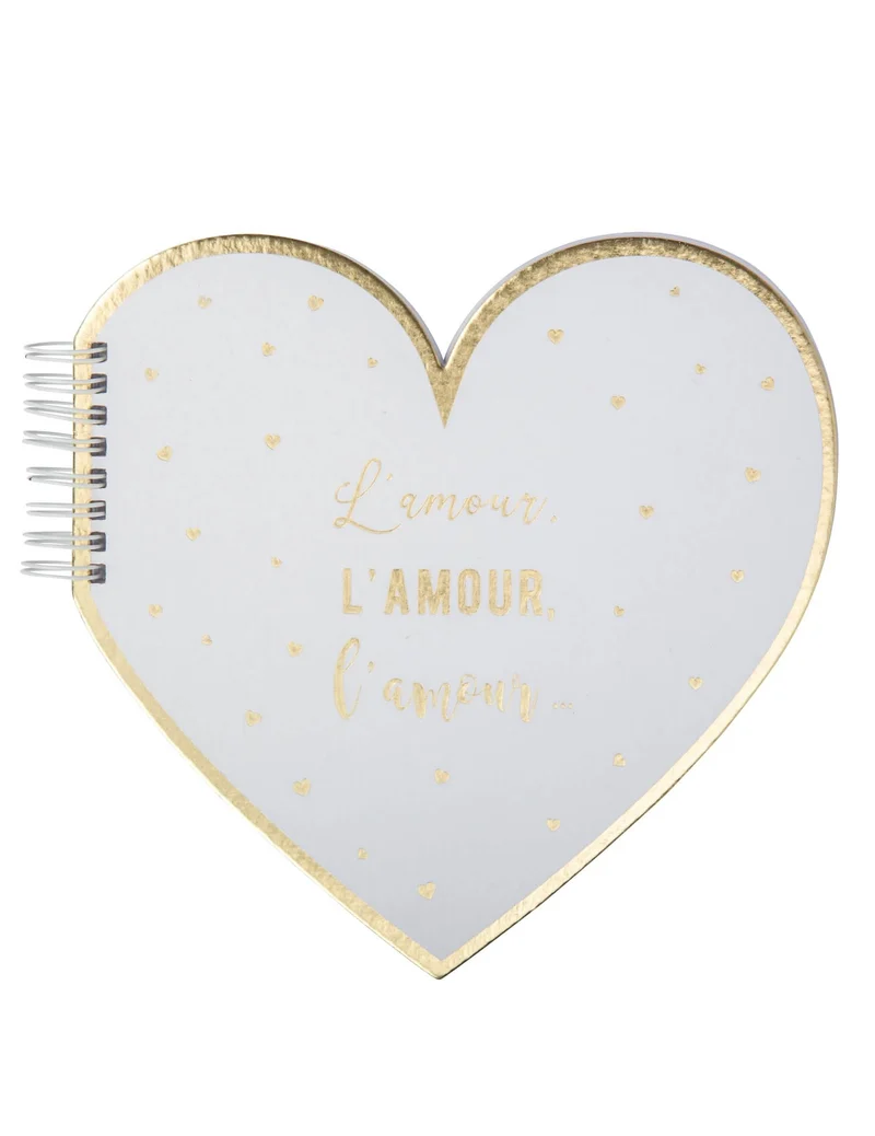 Gästebuch Herzform Liebe Gold 20 cm Weiß Hochzeit