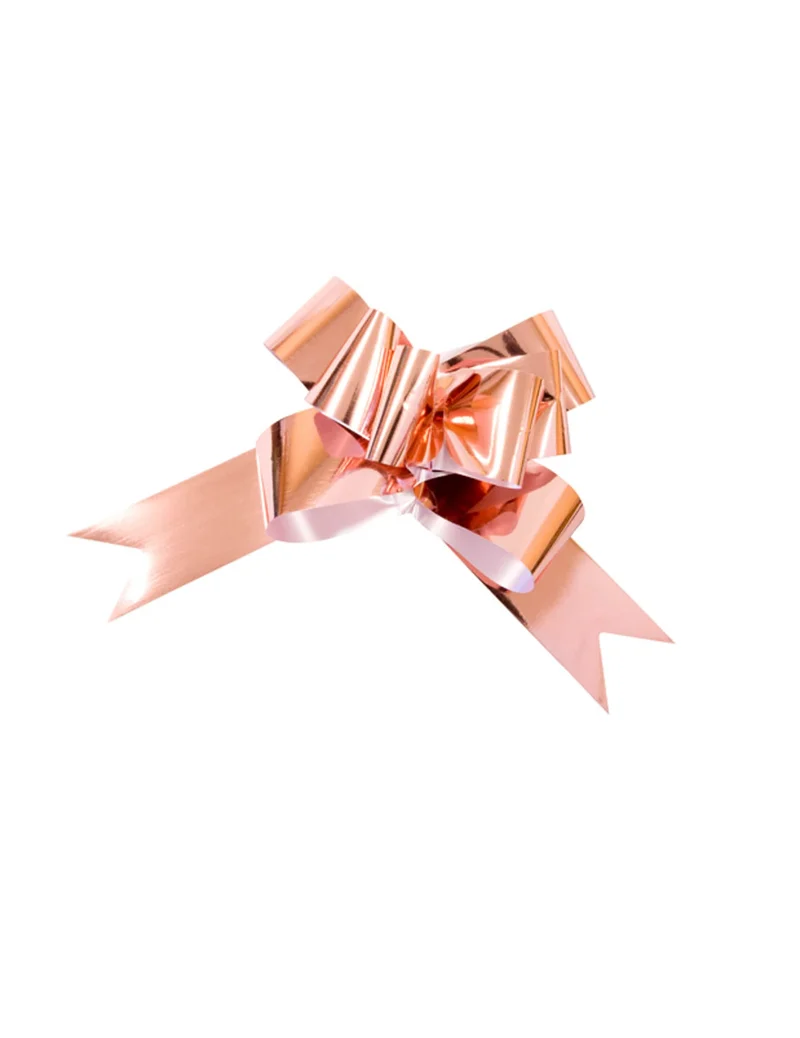 2 metallic roségoldene Zugschleifen 15 cm für Geschenke