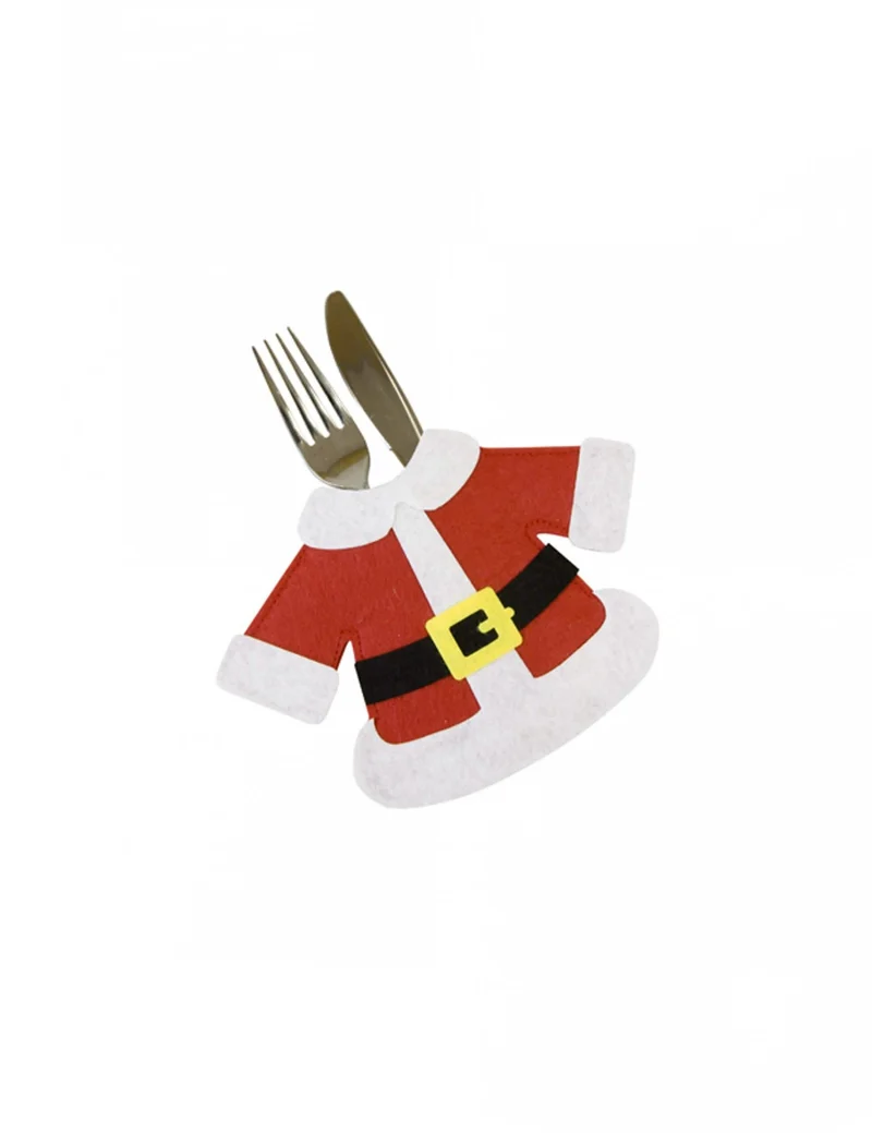 2 Bestecktaschen Weihnachtsmann-Mantel rot 14 x 19 cm für den Tisch