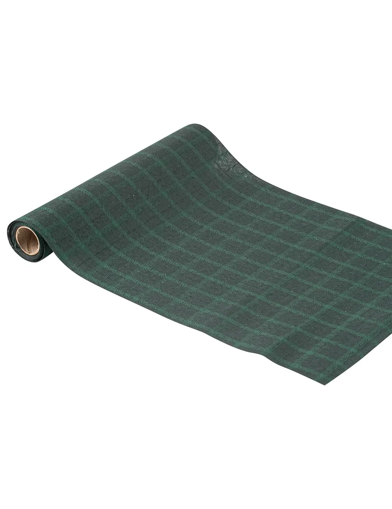 Grüner Tartan Tischläufer aus Stoff 28 cm x 3 m