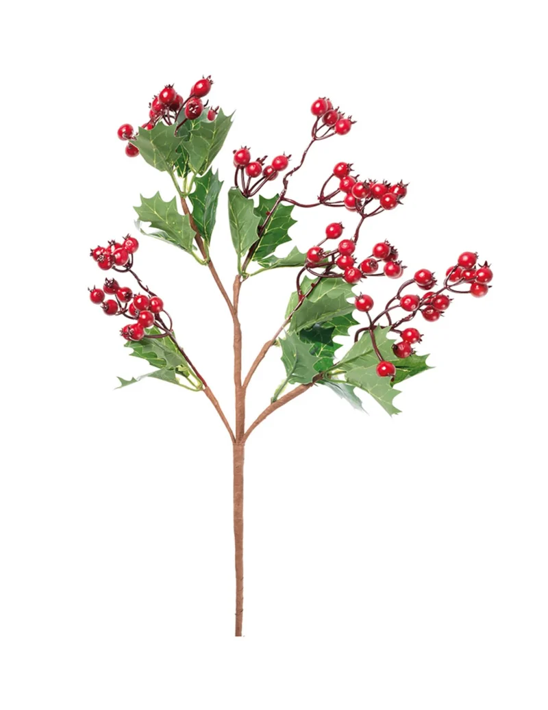 Stechpalmenzweig mit Beeren 48 cm Weihnachtsdekoration