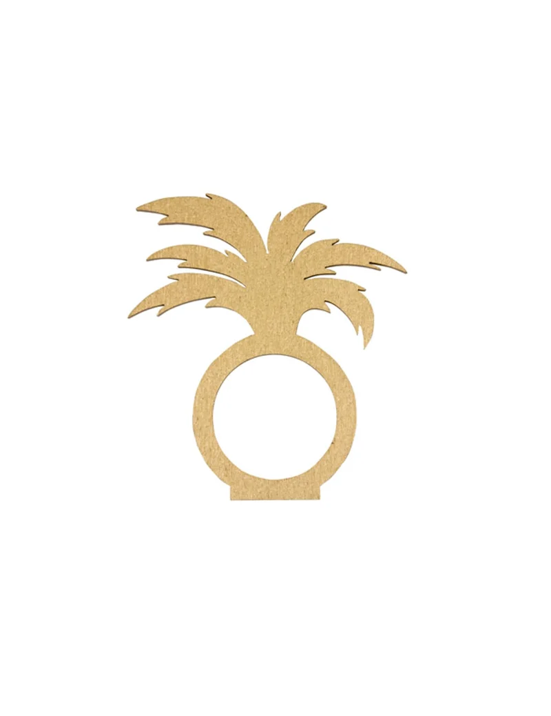 2 Serviettenringe aus Holz, goldene Palme, schickes tropisches Thema
