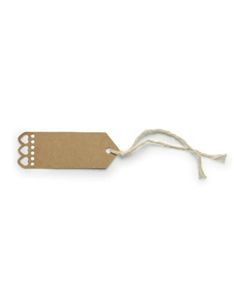 10 Kraft-Herzetiketten mit Band 7 x 2,5 cm Platzkarten