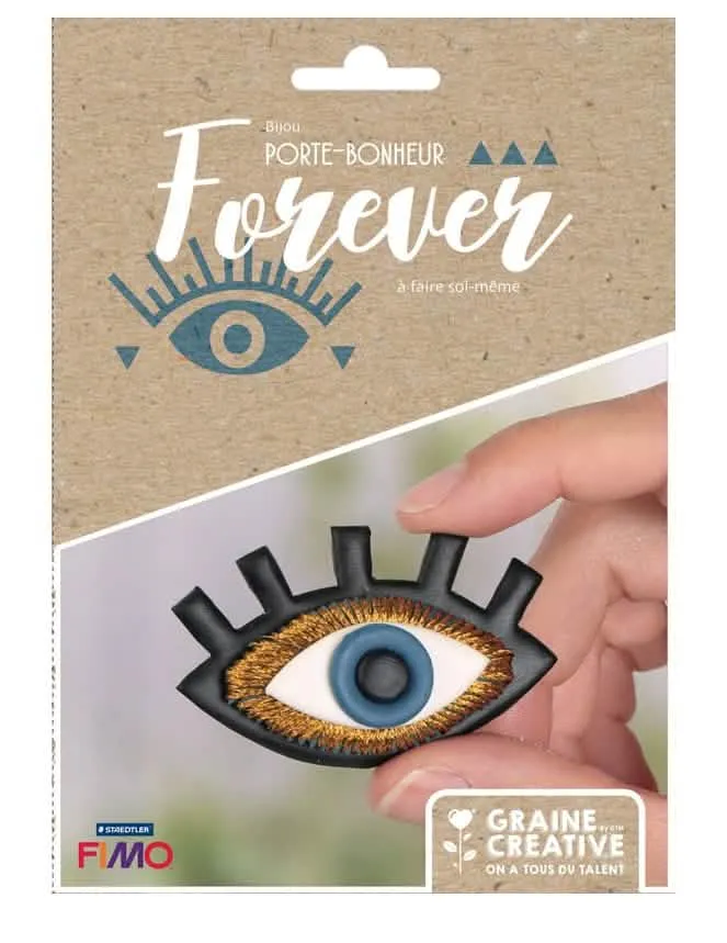 Glücksbringer-Broschen-Set in Augenform aus Fimo-Modelliermasse