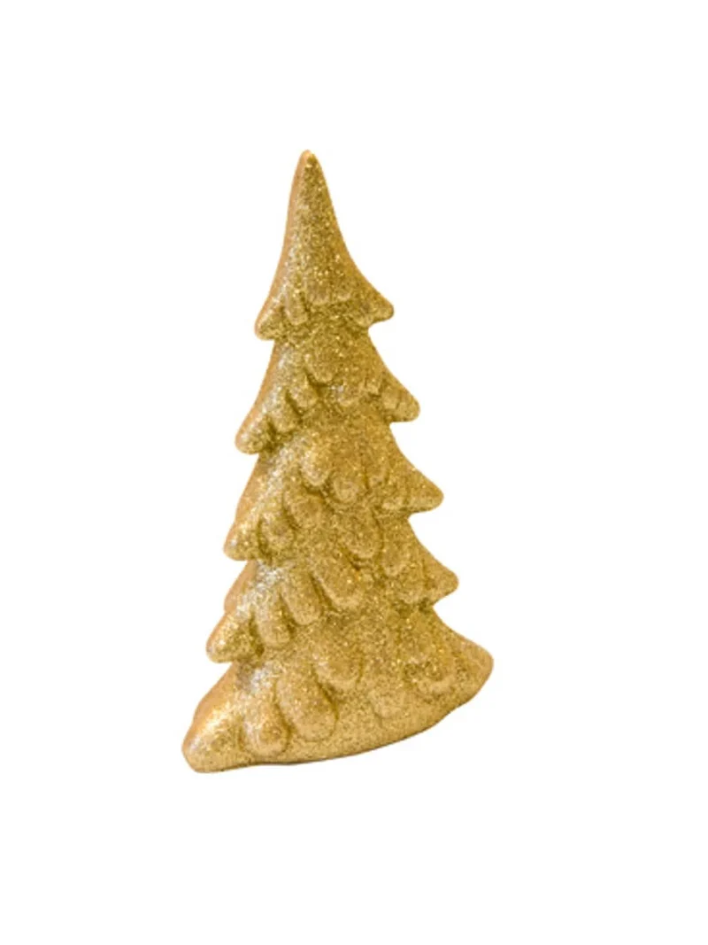 Goldener Glitzer-Weihnachtsbaum aus Harz, 13 cm Weihnachtsdekoration