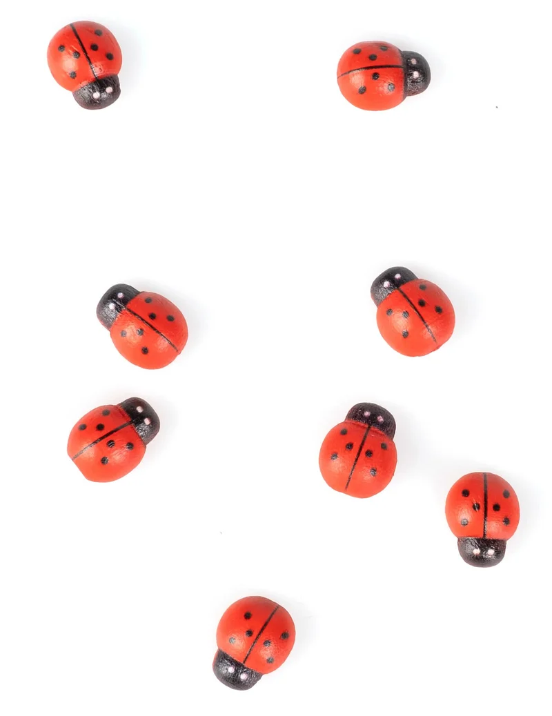 10 rote und schwarze Holzmarienkäfer 1,5 cm zur Dekoration