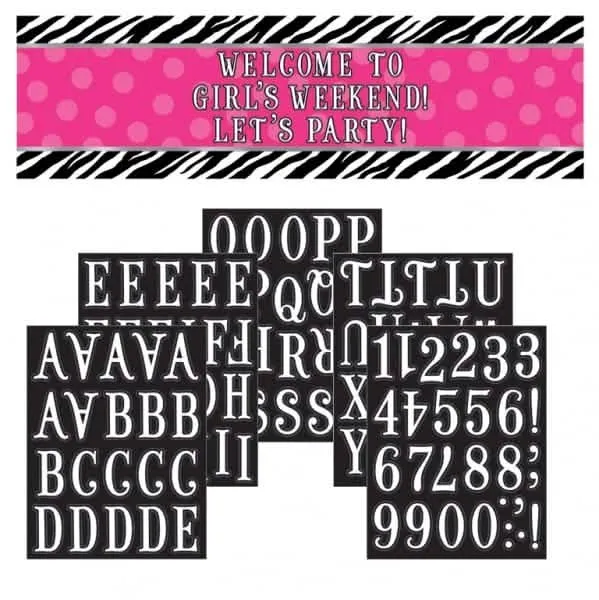 Personalisierbares Zebra-Banner in Pink mit Buchstaben
