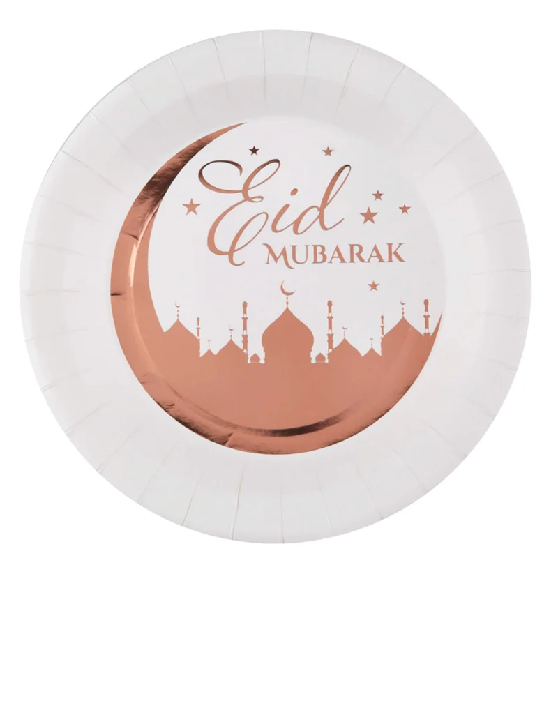 10 Pappteller Eid Mubarak Roségold 23 cm Palastmotiv