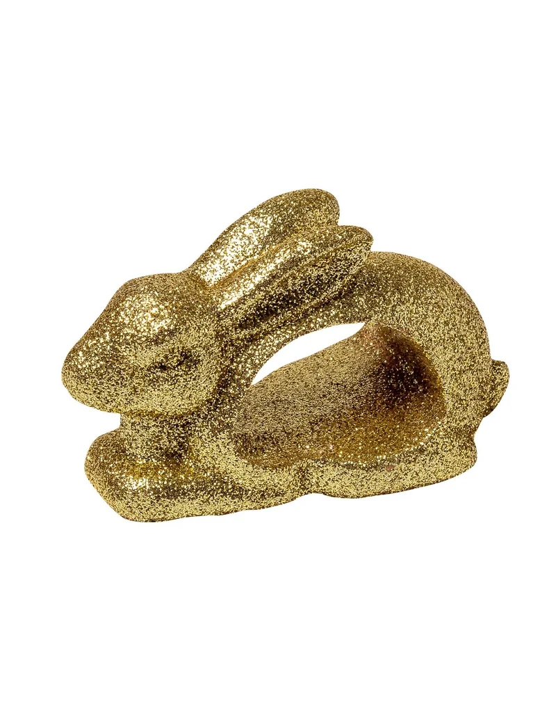 2 Serviettenringe Hase Goldglitzer 4,5 x 8 cm für Ostern