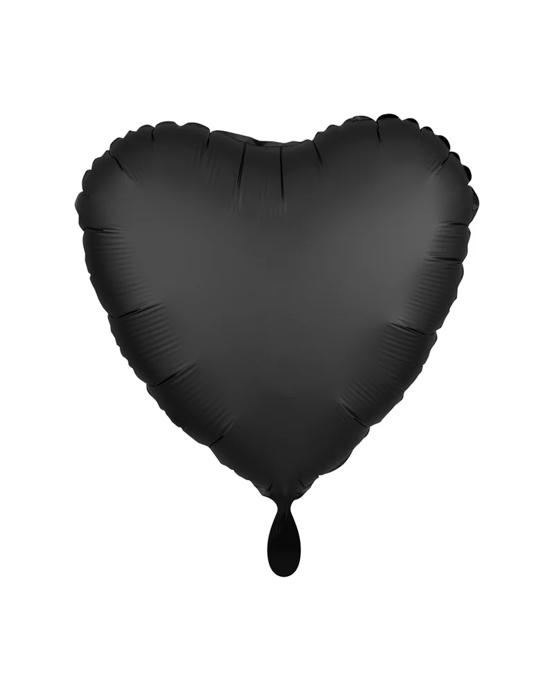 Schwarzer Herz Folienballon Satin Optik