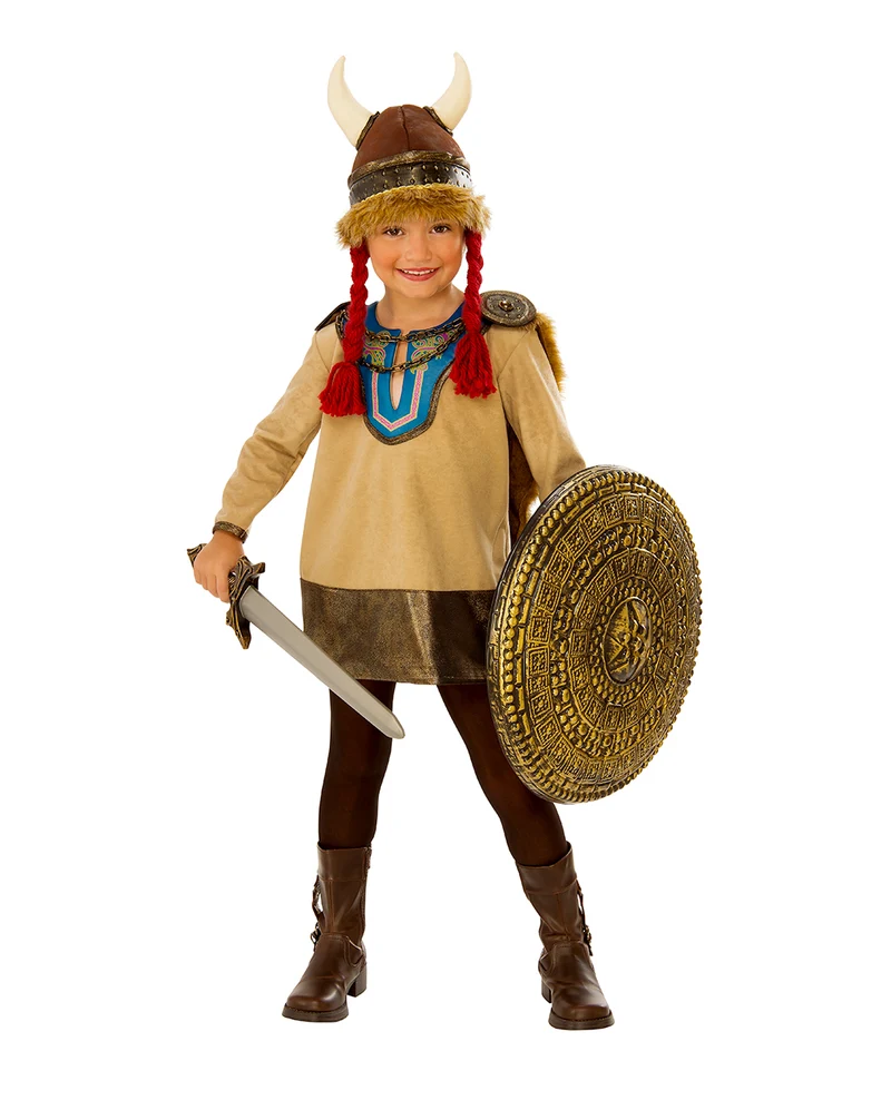 Kleine Vikinger Kriegerin Kostüm für Kinder