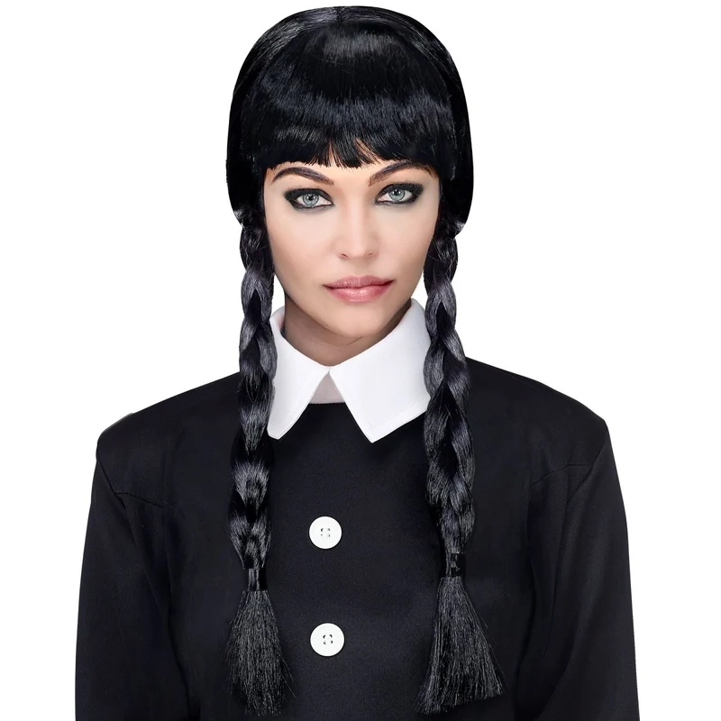 Halloween Perücke Schwarze Zöpfe