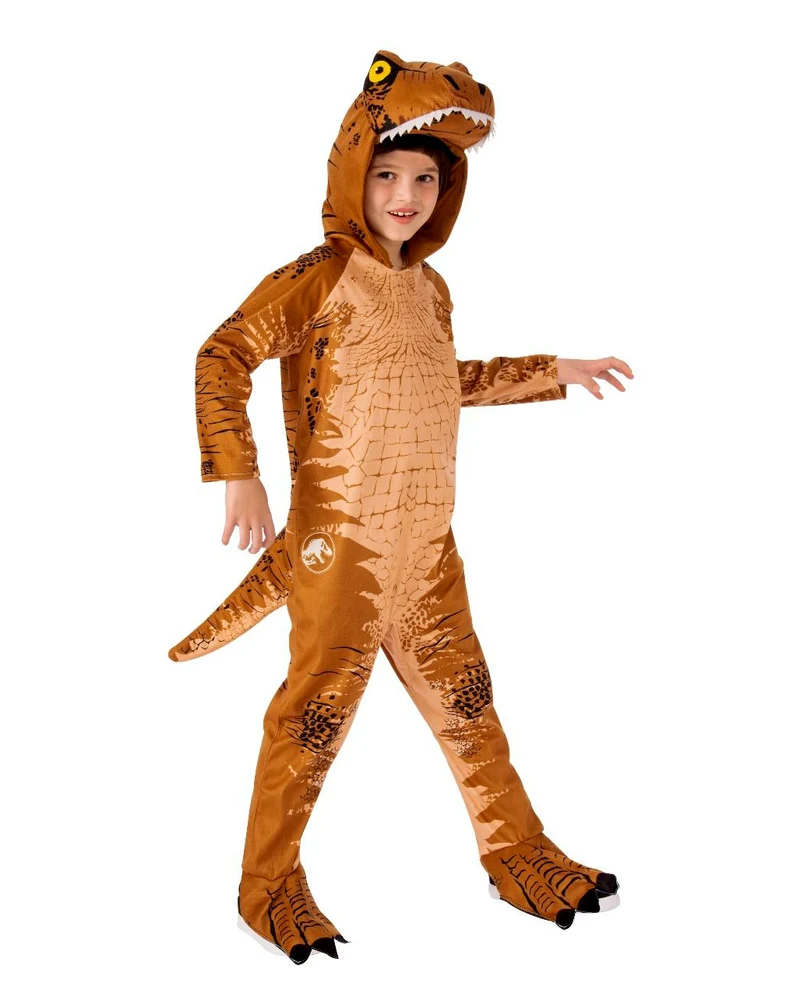 T-Rex Kinderkostüm mit Haube Braun