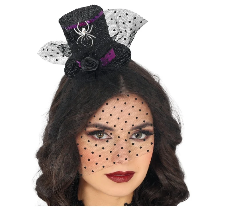 Halloween Haarreif Mini Hut mit Spinne