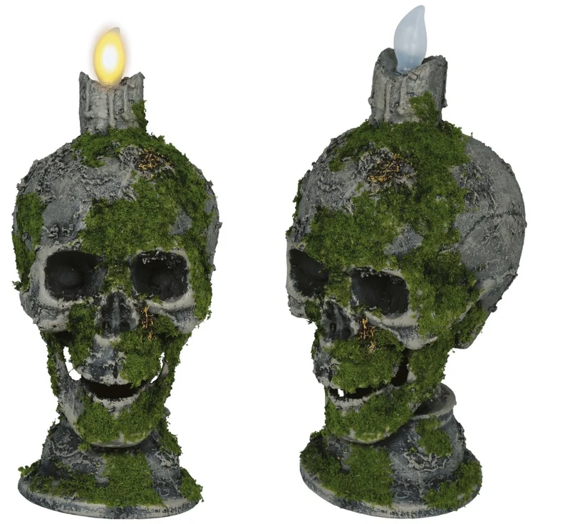 Halloween Kerzenleuchter Totenkopf mit Kerze 35cm