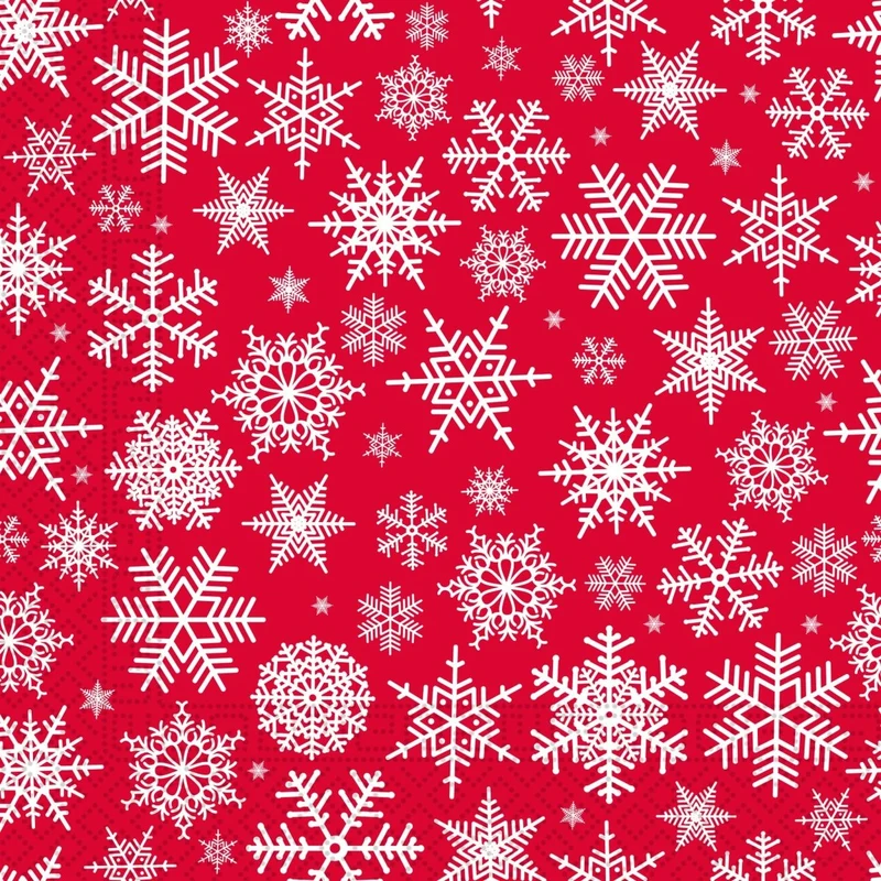 Weihnachtsservietten Rot Schneeflocke 33cm 20Stück