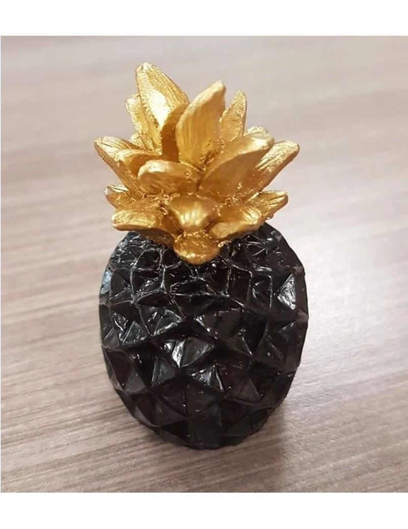 Chicer schwarzer und goldener Ananas-Platzhalter aus Harz, 5,5 cm, für tropische Party