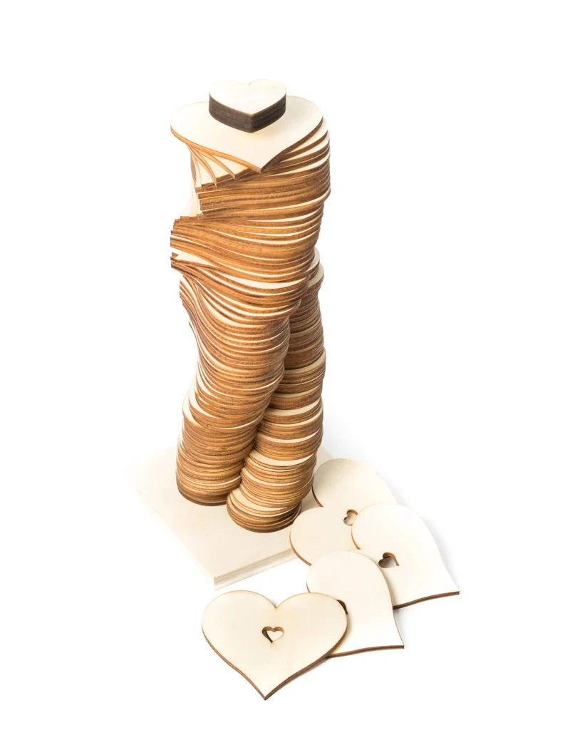 Gästebuch auf Ständer mit 80 Holzherzen 7 cm originell Hochzeit