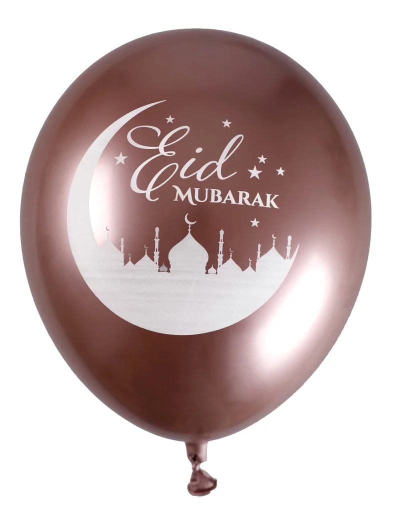 6 Rosegold Eid Mubarak Latexballons 30 cm Partydeko