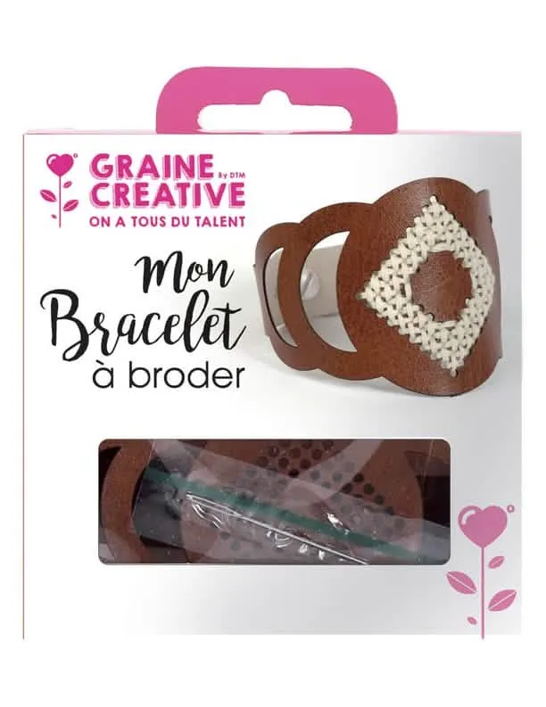 DIY Stickarmband-Kit, braunes Lederoptik, Rundmotiv, Manschette, Erwachsene