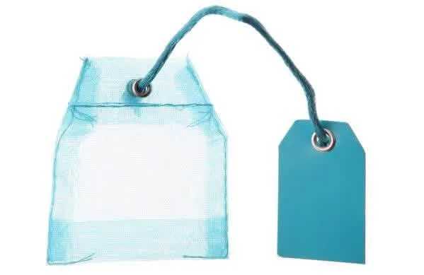 4 türkisfarbene Organza-Teebeutelbehälter 5x6 cm für Hochzeitsmandeln