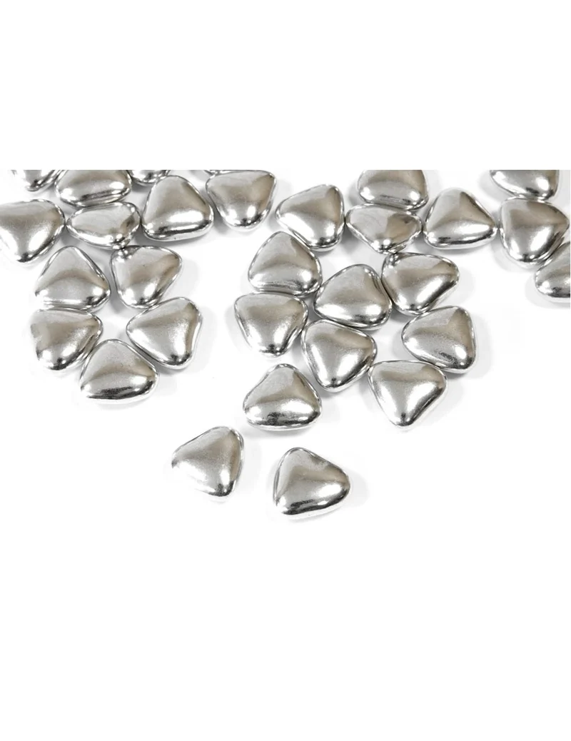 Dragées Mini-Herz Schokolade Silber 250 g 1.5 cm
