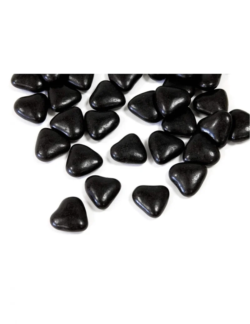 Schokoladen-Mini-Herz-Dragées Schwarz 250 g für Kommunion