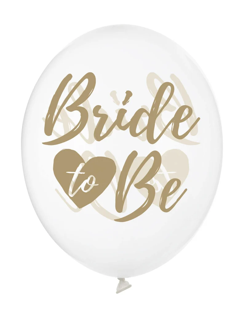 6 transparente "Bride to Be" Goldballons 30 cm für JGA Dekoration