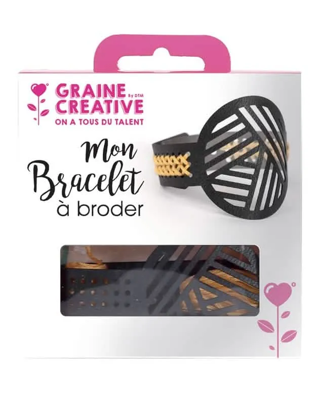 Stickarmband-Set aus schwarzem Leder mit geometrischen Mustern für Erwachsene