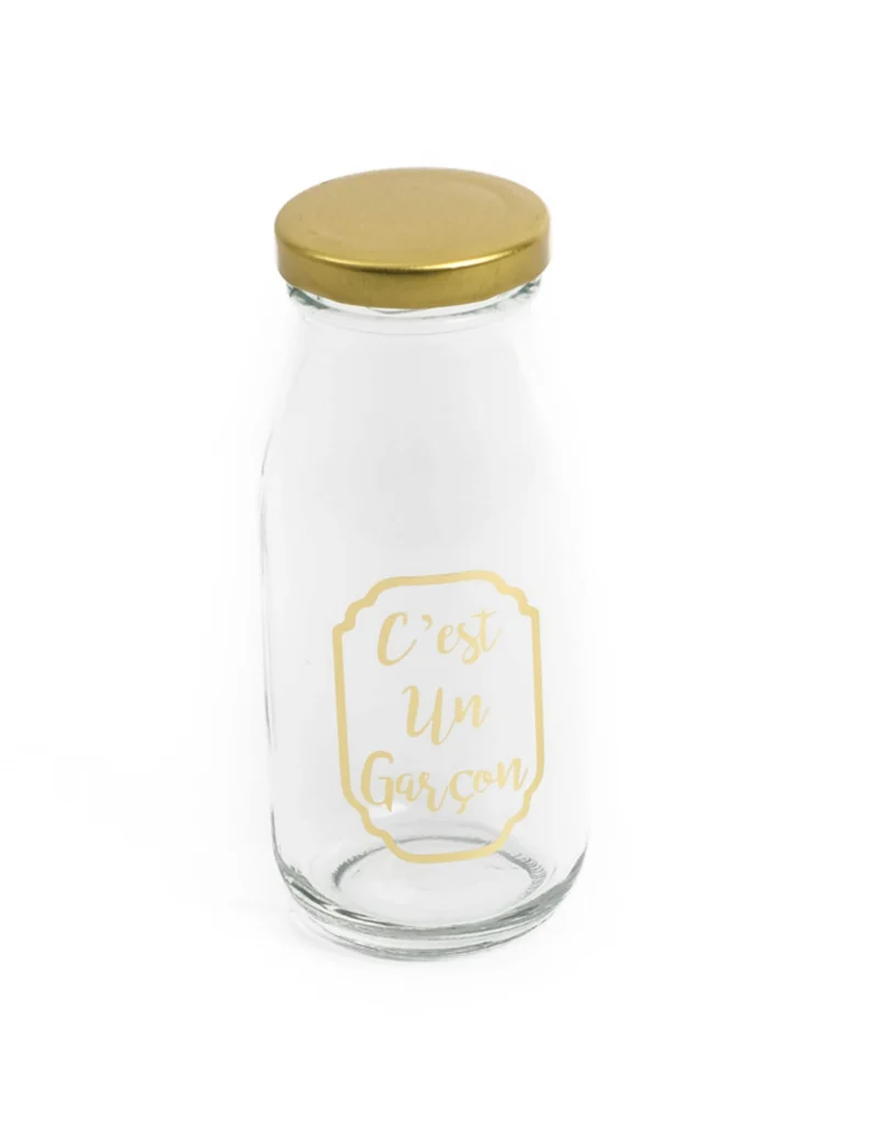 Candy Bar Flasche "Es ist ein Junge" aus Glas 6 x 14 cm