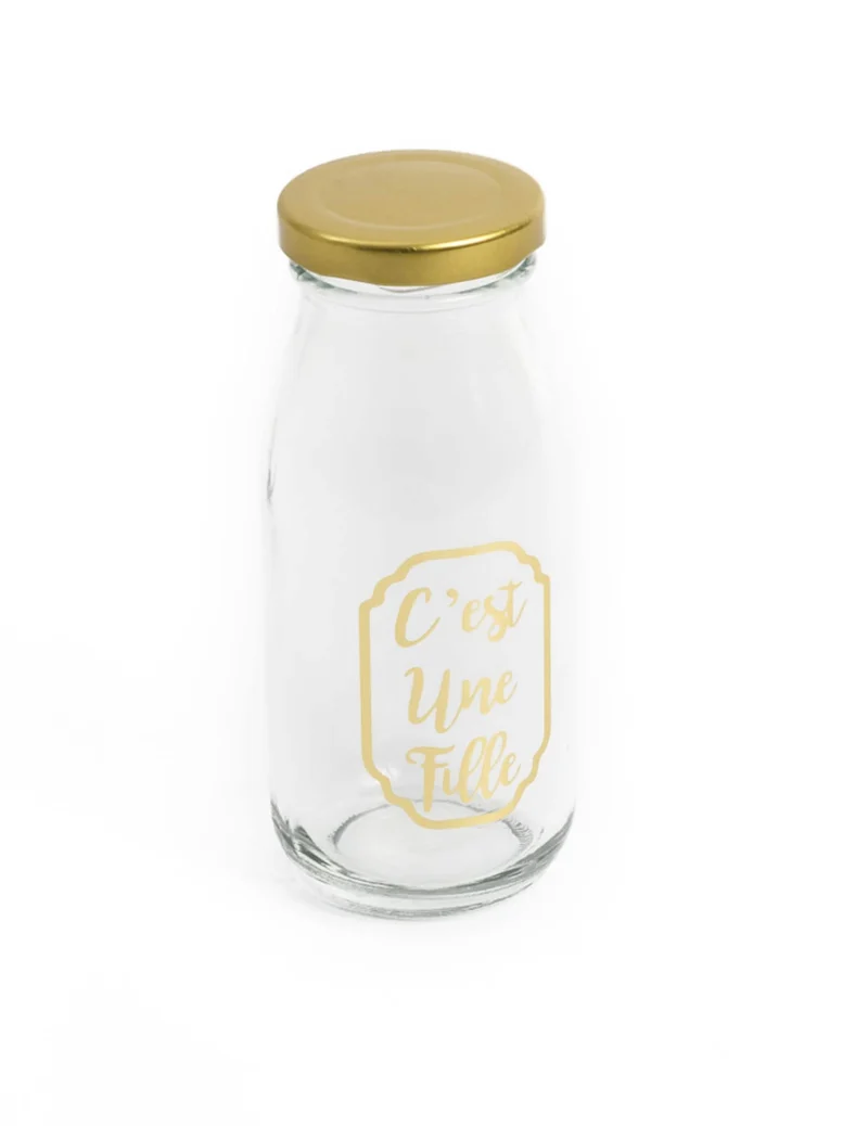 Glasflasche für Candy Bar "Es ist ein Mädchen" 6 x 14 cm