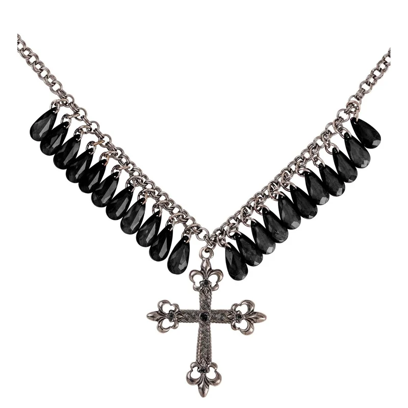 Halloween Halskette Schwarzes Kreuz Gothic